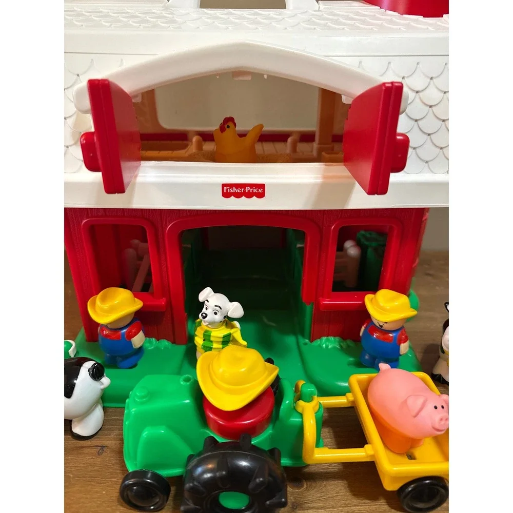 Fisher-Price Little People Animal Sounds Farm Playset Red Barn Tractor Animals